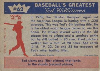 1959 Fleer Ted Williams #62 Ted Williams Back