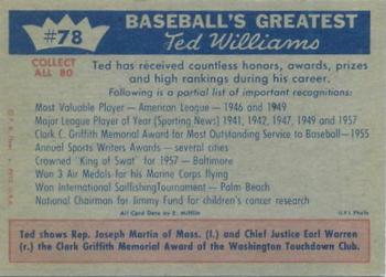 1959 Fleer Ted Williams #78 Ted Williams Back