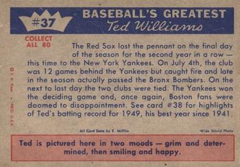 1959 Fleer Ted Williams #37 Ted Williams Back