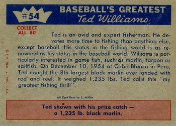 1959 Fleer Ted Williams #54 Ted Williams Back