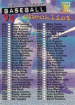 1994 Stadium Club - Golden Rainbow #270 Checklist: 409-540 Front