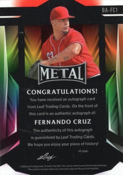 2023 Leaf Metal - Base Autographs Super Prismatic Gold #BA-FC1 Fernando Cruz Back