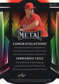 2023 Leaf Metal - Base Autographs Earth Pulsar #BA-FC1 Fernando Cruz Back