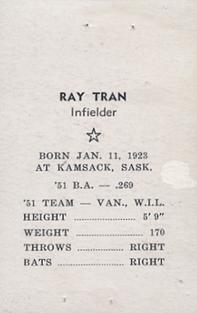 1952 Vancouver Capilanos Popcorn Set #NNO Ray Tran Back