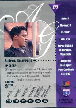 1994 Studio #177 Andres Galarraga Back