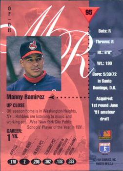 1994 Studio #95 Manny Ramirez Back