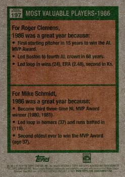 2024 Topps Heritage - White Border #197 1986 MVPs (Roger Clemens / Mike Schmidt) Back