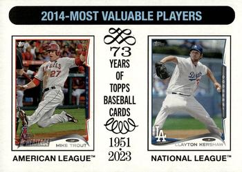 2024 Topps Heritage - White Border #207 2014 MVPs (Mike Trout / Clayton Kershaw) Front