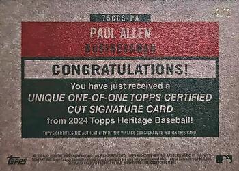 2024 Topps Heritage - 1975 Celebrity Cut Signatures #75CCS-PA Paul Allen Back
