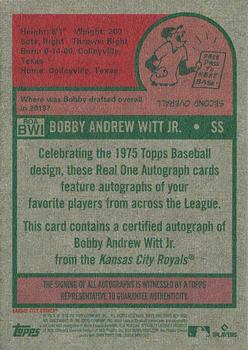 2024 Topps Heritage - Real One Autographs #ROA-BWI Bobby Witt Jr. Back