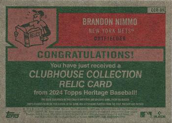 2024 Topps Heritage - Clubhouse Collection Relics #CCR-BN Brandon Nimmo Back