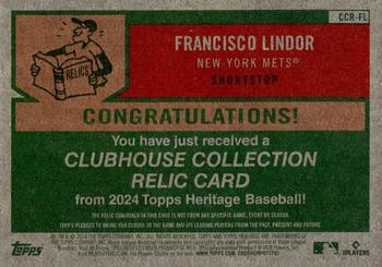 2024 Topps Heritage - Clubhouse Collection Relics #CCR-FL Francisco Lindor Back