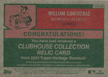 2024 Topps Heritage - Clubhouse Collection Relics #CCR-WC William Contreras Back