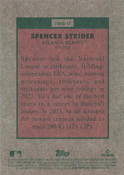 2024 Topps Heritage - 1975 Baseball Sensations #75BS-17 Spencer Strider Back