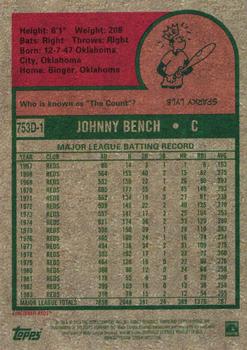 2024 Topps Heritage - 1975 Topps in 3D #753D-1 Johnny Bench Back