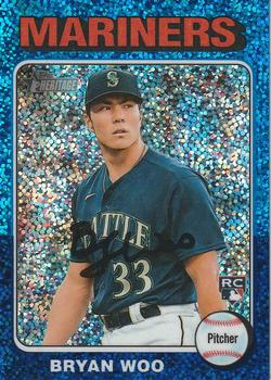 2024 Topps Heritage - Chrome Blue Sparkle Refractor #245 Bryan Woo Front