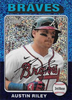 2024 Topps Heritage - Chrome Blue Sparkle Refractor #431 Austin Riley Front