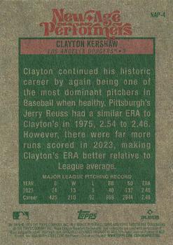 2024 Topps Heritage - New Age Performers #NAP-4 Clayton Kershaw Back