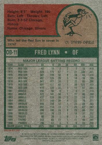 2024 Topps Heritage - Oversized 1975 Topps Baseball #OB-11 Fred Lynn Back