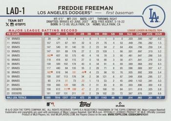 2024 Topps Los Angeles Dodgers #LAD-1 Freddie Freeman Back