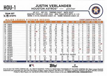 2024 Topps Houston Astros #HOU-1 Justin Verlander Back