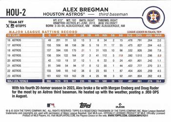 2024 Topps Houston Astros #HOU-2 Alex Bregman Back