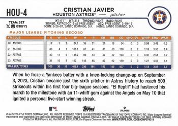 2024 Topps Houston Astros #HOU-4 Cristian Javier Back
