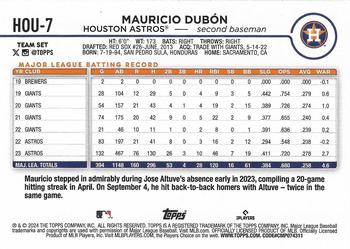 2024 Topps Houston Astros #HOU-7 Mauricio Dubón Back