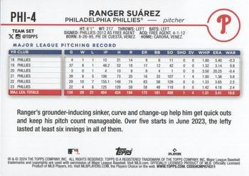 2024 Topps Philadelphia Phillies #PHI-4 Ranger Suárez Back