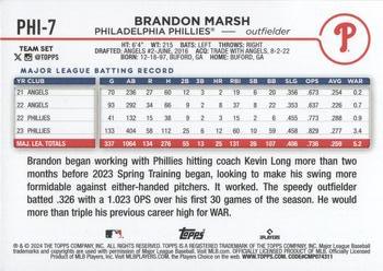 2024 Topps Philadelphia Phillies #PHI-7 Brandon Marsh Back