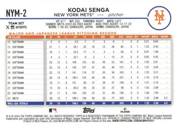 2024 Topps New York Mets #NYM-2 Kodai Senga Back