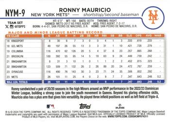 2024 Topps New York Mets #NYM-9 Ronny Mauricio Back