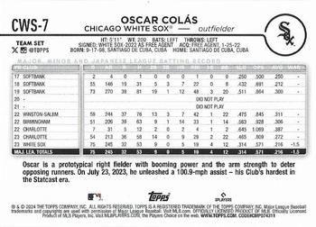 2024 Topps Chicago White Sox #CWS-7 Oscar Colás Back