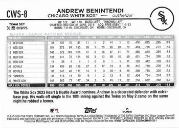 2024 Topps Chicago White Sox #CWS-8 Andrew Benintendi Back