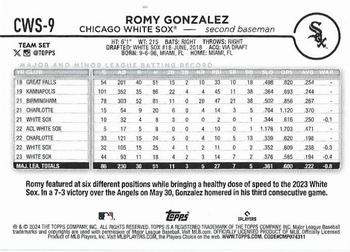 2024 Topps Chicago White Sox #CWS-9 Romy Gonzalez Back