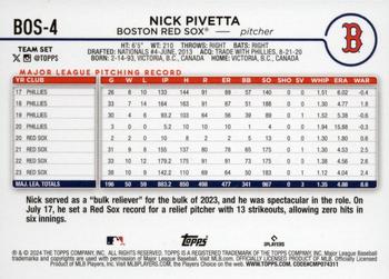 2024 Topps Boston Red Sox #BOS-4 Nick Pivetta Back