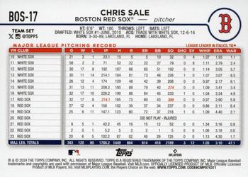 2024 Topps Boston Red Sox #BOS-17 Chris Sale Back