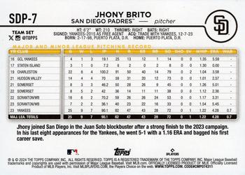 2024 Topps San Diego Padres #SDP-7 Jhony Brito Back