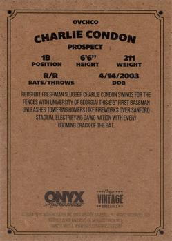 2024 Onyx Vintage #OVCHCO Charlie Condon Back