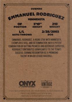 2024 Onyx Vintage #OVEMRO Emmanuel Rodriguez Back