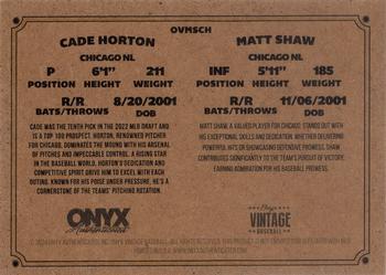 2024 Onyx Vintage #OVMSCH Matt Shaw / Cade Horton Back