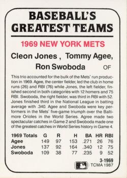 1987 TCMA Collectors Kits Reprints - 1987 1969 New York Mets #3-1969 Cleon Jones / Tommy Agee / Ron Swoboda Back