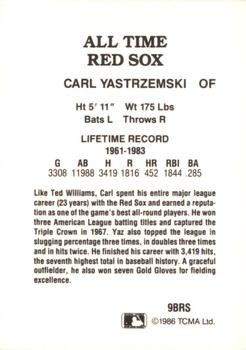 1987 TCMA Collectors Kits Reprints - 1986 All-Time Boston Red Sox #9BRS Carl Yastrzemski Back