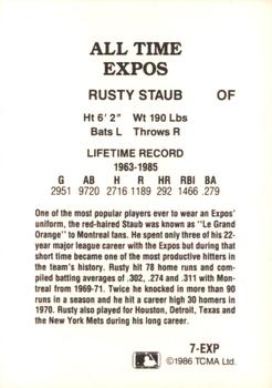1987 TCMA Collectors Kits Reprints - 1986 All-Time Montreal Expos - Color #7-EXP Rusty Staub Back
