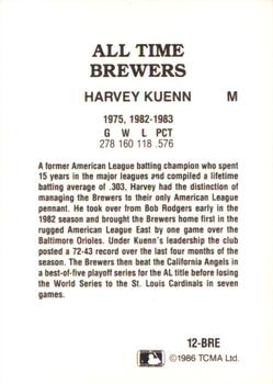 1987 TCMA Collectors Kits Reprints - 1986 All-Time Milwaukee Brewers - Color #12-BRE Harvey Kuenn Back