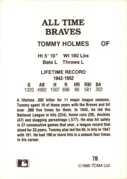 1987 TCMA Collectors Kits Reprints - 1986 All-Time Atlanta Braves - Color #7B Tommy Holmes Back
