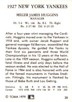 1987 TCMA Collectors Kits Reprints - 1979 1927 New York Yankees #28 Miller Huggins Back