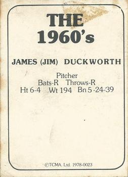 1987 TCMA Collectors Kits Reprints - 1978 The 1960's I #1978-0023 Jim Duckworth Back