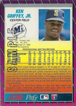 1992 Score Procter & Gamble - Samples #NNO Ken Griffey Jr. Back