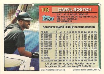 1994 Topps #106 Daryl Boston Back